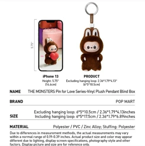 POP MART Labubu Monsters Pin For Love, Plush Pendant Confirmed "Y" - Picture 6 of 6